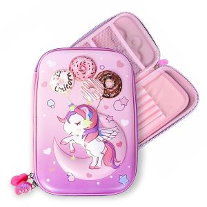 3D Unicorn EVA Pencil Stationery Pouch Compartment Case for Girls Large Capacity Premium Stylish Stationery Box Random Color